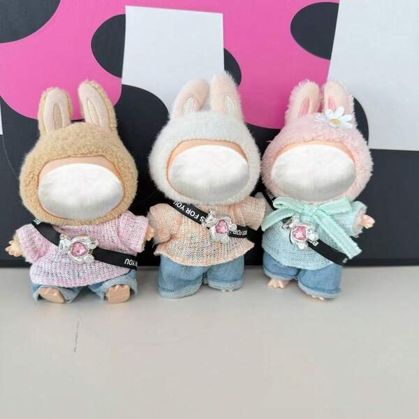 For LABUBU Colorful Chiffon Outfit Set For 17CM Plush Doll Keychain, FORLABUBU Casual Outfit Set (Doll Not Included)