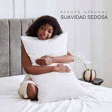 MR&Juego de Sábanas de Satén 4pzas, Sabanas Matrimonio Satín Sedosas Lujosas Suaves, con Sábana de Cajón Ajustable Bolsillo Profundo para Colchones Matrimoniales (Matrimonial, Negro) CVMD - BLANCO - Ver 5