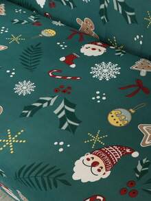 Christmas Party Decoration Christmas Sofa Bed Set With Santa Claus, Snowflake And Gingerbread Patterns Polyester Fiber Sofa Bed Set Home Decoration