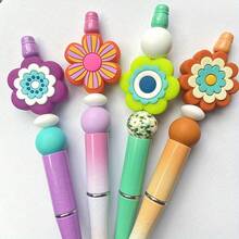 70pcs Colorful Flower Silicone Bead Set - Ideal For DIY Crafting Keychains, Necklaces, Bracelets, Decorative Pens, Jewelry And Pendants