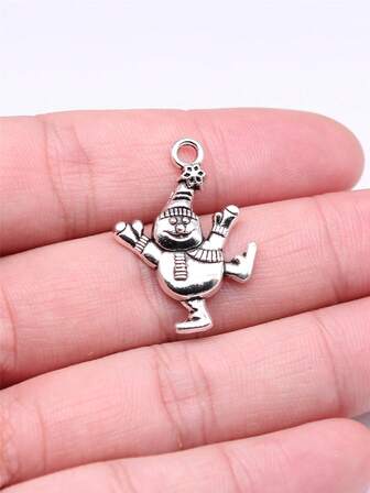 10pcs 29x20mm(1.14x0.79inch) Snowman Charms Pendant For DIY Jewelry Making Necklace Keychain Phone Chain Bracelet Making Accessories Handmade Craft Making Findings