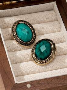 1 set cercei încrustați cu strasuri geometrice în stil boem, set de cercei eleganți și versatili pentru femei