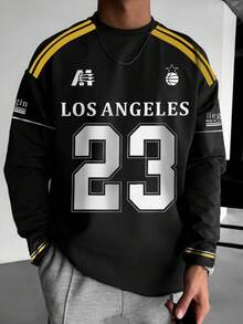 2025 Spring/Summer Fashionable Sporty Street-Style Print Long Sleeve, For Fall - Black - View 2