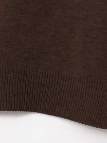 FOR BEAUTY Spring And Summer And Autumn New Women's Coffee Color Simple Temperament Commuting Pullover, Street Elegant College Casual Style, Small Round Neck Solid Color Christmas Knit Top - cà phê - Xem 9
