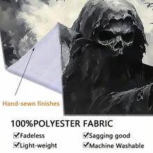 1 pièce Grande taille Impression numérique de tapisserie avec crâne sombre et corbeau, tissu d'impression esthétique en polyester, décoration murale pour salon, chambre, bureau, maison, fête