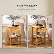 SoBuy Bedside Table Nightstand Side Table End Table Coffee Table With 1 Drawer And 2 Shelves White W45 X D30 X H68cm FBT46-W - Brown - View 6