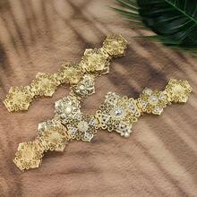 1 Piece Gold Color Morocco Belt For Women Crystal Metal Waist Chain Caucasus Belt Adjustable Length Bride Wedding Jewelry