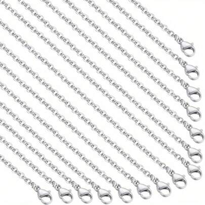 10/20/30pcs 1.5mm Stainless Steel Flat Welded Cross Chain Necklace, Titanium Steel Couples Necklace With Lobster Clasp, Suitable For DIY Jewelry Making For Men And Women