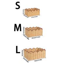 3 件 (S+M+L)/1 套卡其色编织波西米亚风格桌面收纳篮套装，适用于零食、化妆品、玩具和其他家居用品，适用于咖啡桌或钥匙篮、桌面装饰收纳篮、入口客厅收纳盒、玩具和零食收纳盒 - 棕色 - 查看 6