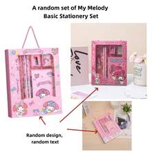 Sanrio 12件套三丽鸥酷洛米主题文具礼盒，男女皆宜，包含铅笔、橡皮、卷笔刀和尺子。非常适合生日、派对礼物、课堂奖励和日常使用。设计可爱，轻巧顺滑。橡皮套装是动漫迷的必备之选。