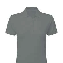 SG Polo da donna/signora con logo, senza etichetta, in colore grigio - Grigio - Visualizzare 2