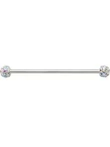 1pc Fashionable Stainless Steel Clip Ceramic Ball Industrial Bar, Suitable For Women's Daily Wear