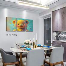 3pcs 30*40cm(12x16inch) Art Decor Square Canvas Wall Art With Framed Doodle Bear Art Deco Classic Retro Style For Home Office Bathroom Living Room Bedroom Decor.Stretched And Framed Ready To Hang. - 白色 - 查看 2