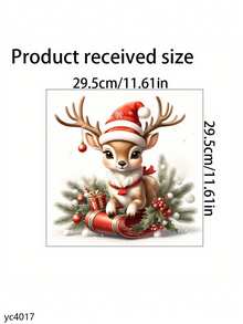 1 pieza Adorable pegatina de reno navideño - Decoración festiva para baño, inodoro y pared con gorro de Papá Noel, regalos y acentos de acebo, calcomanía de plástico autoadhesiva para decoración del hogar, decoraciones navideñas, pegatinas de pared
