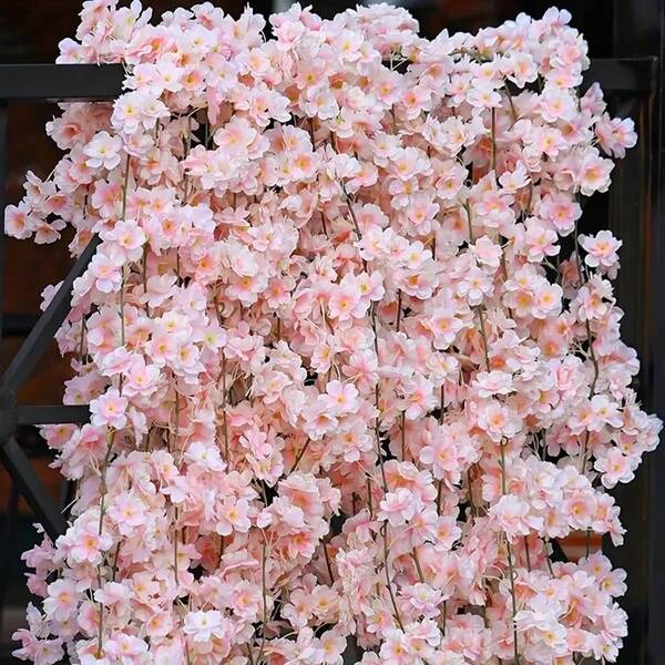 4pcs Lifelike Sakura Hanging Decor - Realistic Pink Flower Wreaths, Suitable For Wedding Party Decoration, Cute Japanese Style, No Electricity Needed, Durable Plastic Flowers, Sakura Decor, Event Arrangement, Japanese Style Non-Electric Decoration