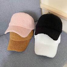 1pc Faux Fur Solid Color Warm Newsboy Cap, Versatile Casual Fashion Baseball Hat For Women
