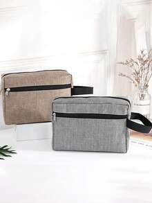 1pc Solid Color Toiletry Bag, Unisex Makeup Bag, Cosmetic Storage Pouch, Travel Organizer Bag For Cosmetics, Keys, Phone, Charger, Coins, Storage Wash Bag For Travel For Bathroom Large Capacity For Men For Women