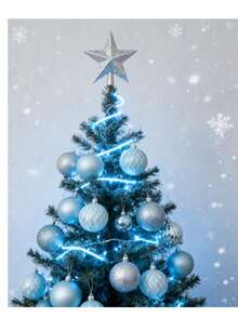 4cm/36 pezzi Palline di Natale, finitura lucida e opaca, colori assortiti - Azzurro chiaro - Visualizzare 1