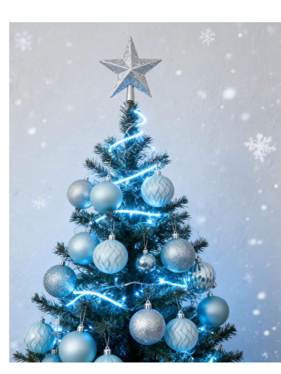 4cm/36 pezzi Palline di Natale, finitura lucida e opaca, colori assortiti - Azzurro chiaro - Visualizzare 1