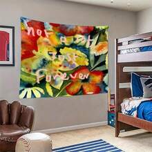 Adrianne Lenker Song Album Art Tapestry - Vibrant Floral & Butterfly Design With "Not A Lot Just Forever" Quote Light Beige Polyester Wall Hanging For Dorm Bedroom Living Room Indoor/Outdoor Decor Ideal Holiday Gift Butterfly Wall Decor Dorm Room Decoration Modern Home Accessory Smooth Texture Fabric - 彩色 - 查看 4