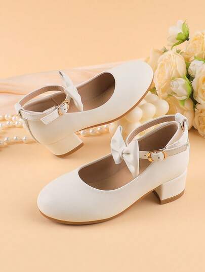 Blumenmädchen Schuhe für Hochzeit, Party, Feiertage, geeignet für Kleinkinder, kleine und große Mädchen, klassische, bequeme und vielseitige weiße Schleifen-Ballerinas, Festliche Kleider, Aufführungen, Ballett, Prinzessinnen-Schuhe