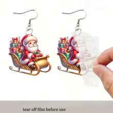 925 Plata 2D Hoja plana, 1 par de elegantes y brillantes pendientes colgantes de Papá Noel, pendientes colgantes personalizados para joyería de mujer, pendientes colgantes de diseño de otoño, ganchos de acero inoxidable, perfectos para el Día de Acción de Gracias