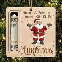 5/1 pièce Décoration d'arbre de Noël en bois - Sac à argent de Père Noël et de renne pour arbre de Noël avec fente pour l'argent, ornement suspendu pour la décoration de l'arbre de Noël, la décoration de la maison, la fête de Noël, l'événement de Noël, l'ornement thématique de Noël, la décoration de fête de Noël, Joyeux Noël, cadeau de Noël, décoration de Noël, cadeau pour les amis et la famille