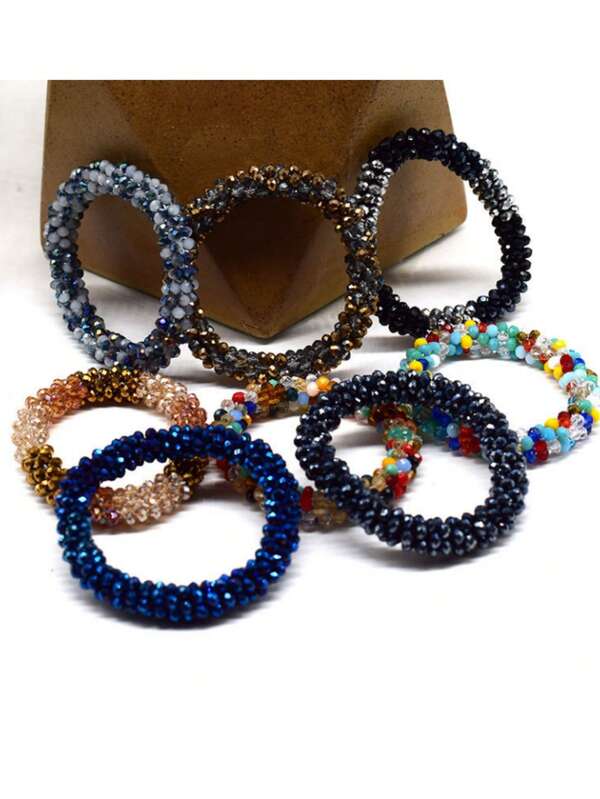 سوار كريستال ملون بسيط للنساء، متعدد الاستخدامات للارتداء اليومي قطعة واحدة