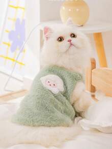 1 Peça Jaqueta com Capuz Sem Mangas Fofa para Gato, Colete Quente e Grosso para Cachorros, Roupa Antiperda para Cães e Gatos Pequenos, Adequado para Outono/Inverno