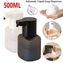 500ml Touchless Rechargeable Infrared Sensor Soap Dispenser, Wall-Mounted Electric Smart Foaming Hand Wash Liquid Dispenser, Automatic Kitchen Dish Soap Dispenser, Made Of ABS Material, IPX5 Waterproof, 4 Flow Rate Adjustable, Suitable For Bathroom, Kitchen, Restroom, Essential Gift For Christmas, Halloween, New Arrival For Autumn