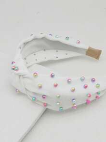 1件白色仿珍珠结饰发箍，新娘发饰，发带，发箍头饰，美妆家居发饰 - 白色 - 查看 8