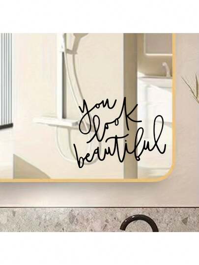 1pc Simple Handwritten Vinyl Mirror Sticker With A Front View Of Your Beautiful Body Wall Decor Room Decor Wall Stickers Wall Sticker Stickers Home Decor