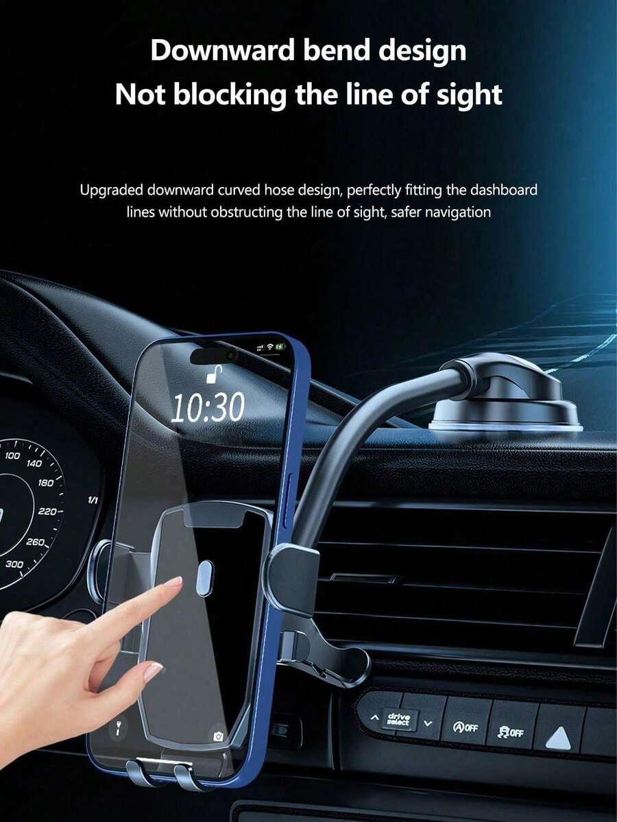 1pc Car Phone Holder, Bendable Soft Tube Suction Cup Rotatable Car Phone Mount For Dashboard/Windshield (2 Face Plates Randomly Sent)