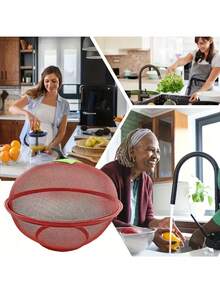 重型防锈金属水果篮，带网罩 - 带通风孔和悬挂孔的苹果形储物容器，可重复使用的厨房收纳盒，适用于水果、蔬菜、露营、野餐、圣诞装饰 - 耐用的金属结构，节省空间的台面收纳，适合家庭和户外使用 - 易于清洁且防潮（兼容苹果形盖子）