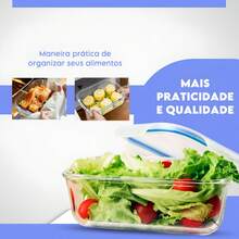 Kit 3 Potes De Vidro Hermético 330Ml 570Ml 840Ml Refratário - Azul Marinho - Visão 5
