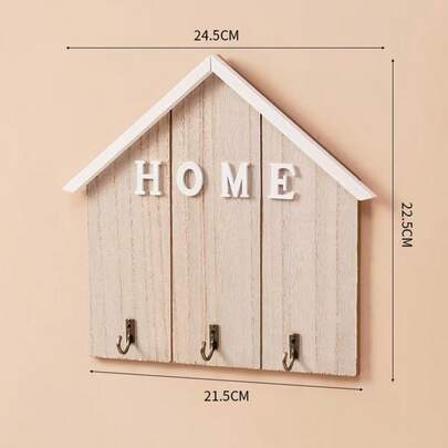 1 cârlig de chei de perete din lemn rustic minimalist 2D, 1 cârlig de perete cu literă 2D "HOME", potrivit pentru intrare, decor pentru sufragerie, agățarea cheilor, haine, obiecte mici, decor comercial pentru hoteluri