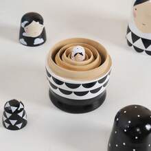 Russian Nesting Doll Children's Puzzle Toy ,Wooden Ins Style, Black And White Small 5-Layer Gift Creative Gift - Black-white Matryoshka - View 4