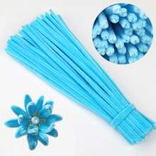 蓝白管道清洁花套装，升级版DIY工艺套装，适合母亲节、毕业典礼、情人节及节日礼物，工艺毛线芯套装，蓝白管道清洁花套装 - 藍白色 - 查看 15