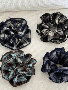 1pc Four-Layer Lock-Edge Checked Pleated Big Hairband For Girls - Versatile And Fashionable Hair Accessory ,Ponytail Holders ,Hair Elastics ,Hair Rubber Bands ,Scrunchies ,Hair Rope ,Elastic Hair Tie ,Makeup