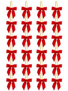 36 pezzi Set di decorazioni in velluto a fiocco per Natale, ornamenti a fiocco rossi in velluto per feste natalizie, albero di Natale, ghirlanda, camino, decorazione della porta, adatto per Natale e feste di matrimonio