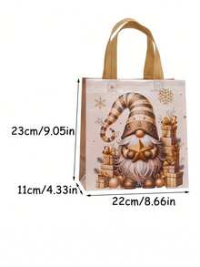 Set de 1 pungă cadou cu tematică de Crăciun aurie, pungi din material nețesut, pungi tote, pungi cadou de sărbători cu tonuri calde de aur și fulgi de zăpadă, decorate cu Moș Crăciun vesel, fulgi de zăpadă strălucitori, flori de Crăciun etc. Fiecare pungă are un mâner auriu confortabil, potrivit pentru întâlniri de familie.
