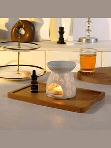 Set Of 2 White Ceramic Wax Melters Tea Light Warmers With Candle Scoop, Aromatherapy Holder, Mixed Wax Warmer, Ceramic Oil Burner, Candle Aromatherapy Diffuser For Home Valentine's Day Party, Season, Festival, Holiday, Room Decor, Home Decor, Gift - Multicolor - View 7