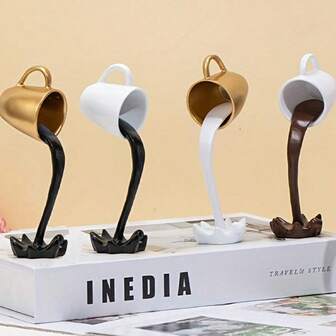 1pc Wealth Cup/Coffee Cup - Flowing Liquid Effect Wealth Attraction Decoration, Luxury Home/Office Ornament, Resin Material Coffee Cup, Suitable For Shelves And Tabletops, No Electricity Required, Symbolizing Prosperity, Inspiration Decoration, No Charging Required