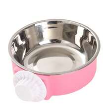 不锈钢宠物碗，适用于猫狗，防溢悬挂设计固定在笼子上，单碗用于盛放食物/水，不锈钢材质，易于安装和拆卸，防止泄漏和地板脏乱，适用于笼养宠物，适合中小型猫狗