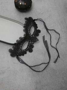 1 pieza Máscara de ojo de encaje negro suave y amigable con la piel, máscara de lujo de encaje para el ojo, disfraz de fiesta, diseño de máscara de carnaval, baile, juego de roles, accesorios de disfraz, cómoda de usar, fiesta de festival de Halloween