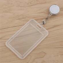 Transparent PET Card Holder Set With Retractable Clip, Durable Student/Teacher Pass, Key Card, Driver's License ID Badge Reel - Transparent Protective Case - Transparent Orange - View 2