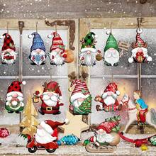 24pcs Christmas Gnome Wooden Hanging Ornaments With Strings, Wood Hanging Decor For Christmas Tree Decoration, Gnome Santa Doll Wooden Hanging Craft Gnome Elf Party Supplies