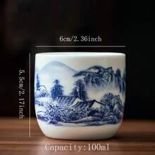6 件复古中式陶瓷茶杯，高温烧制，带有精美的花卉贴花，适合家庭、餐厅和酒店使用 - 彩色 - 查看 11