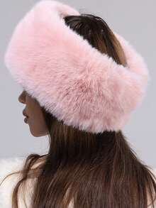 Outdoor Fashionable Casual Thick Faux Fur Lined Beanie Hat, Warm Neck Gaiter, Suitable For Autumn/Winter Elegant Headband Women Hair Accessories Fashion Hair Band - Multicolor - View 4