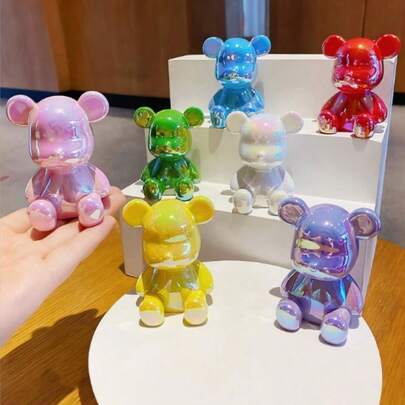 1 Pc Colorful Bear Statue Handicraft, Suitable For Decoration On The Living Room Table. Handmade, Modern Style, Small Ceramic Animal Statue Decoration, Home Decoration Accessory, DIY Accessory.